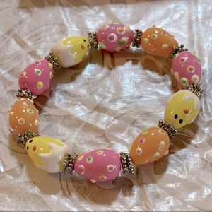 Lamp Work Murano Glass Bracelet Chicks in Eggs OSFA Gorgeous